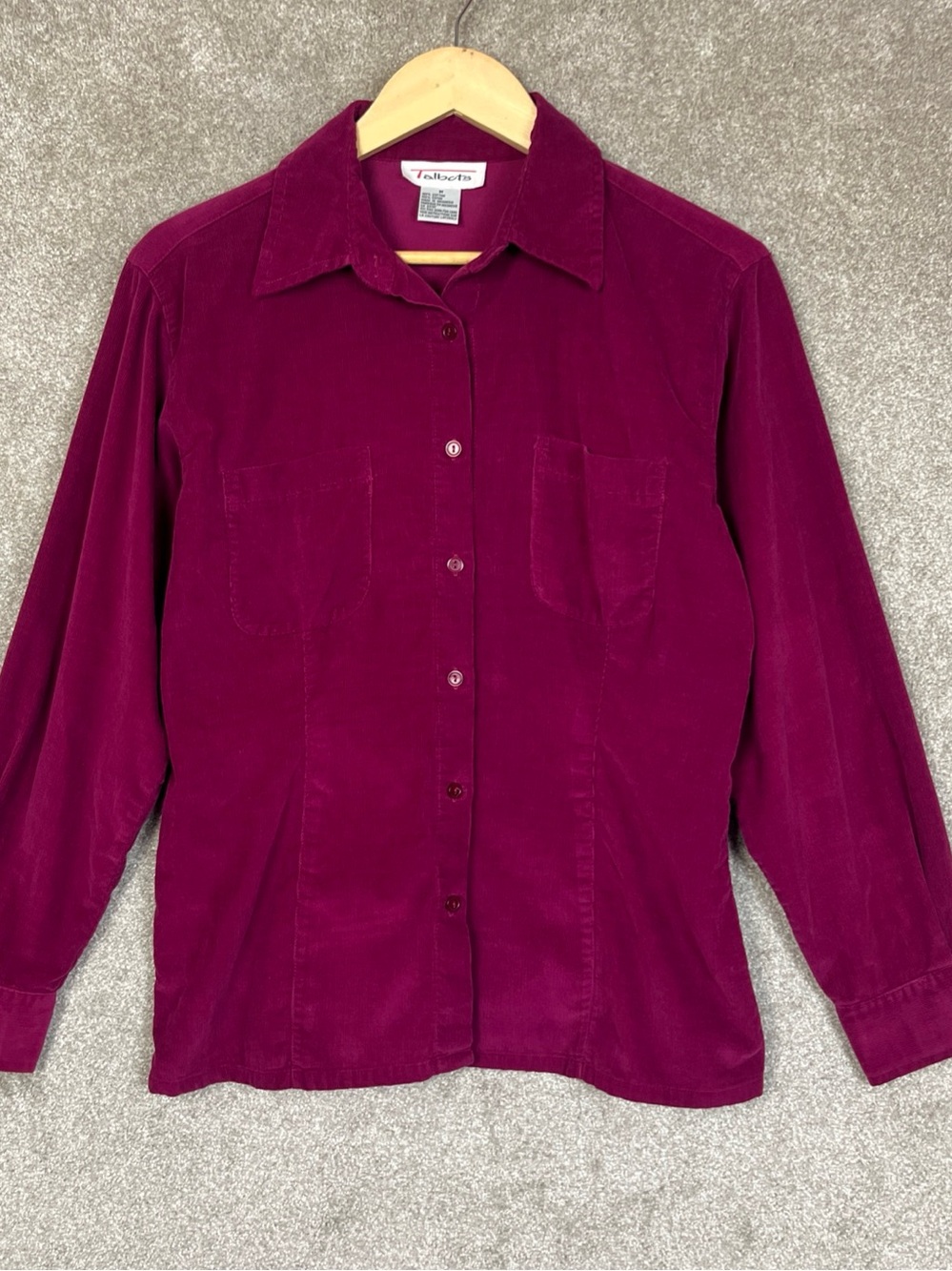 Talbots Shirt Womens Medium Corduroy Long Sleeve Button Front Pockets- 5380